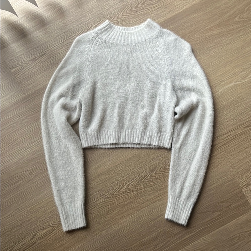 Fuzzy White Women's Sweater